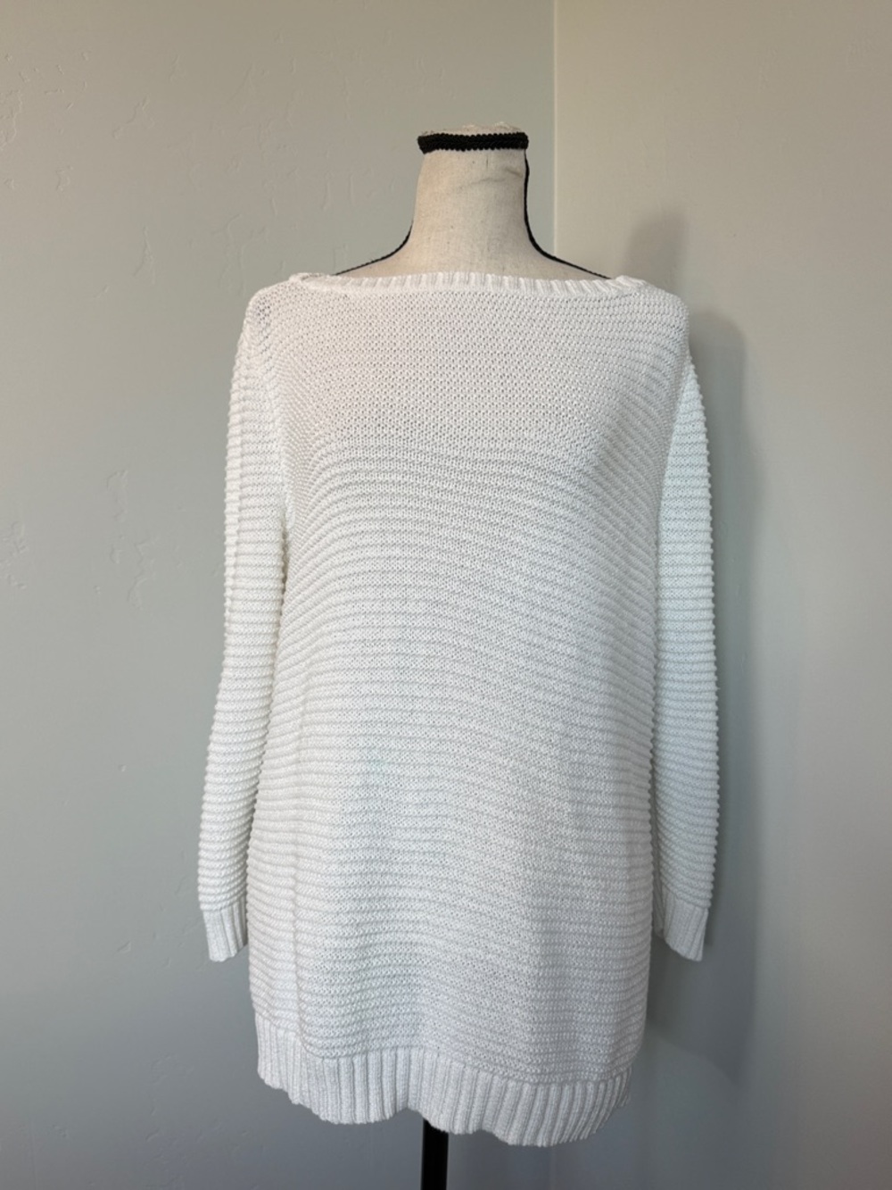 Lauren Ralph Lauren Sweater White Ribbed Knit Pullover Medium No Size Tag